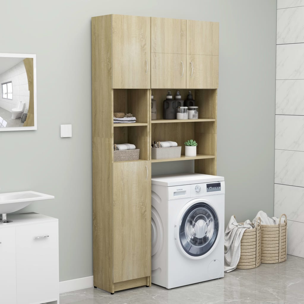 Badezimmerschrank Sonoma-Eiche 32×25,5×190 cm Spanplatte