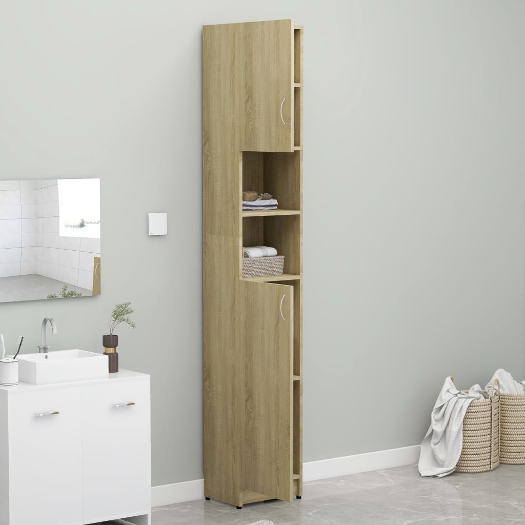 Badezimmerschrank Sonoma-Eiche 32×25,5×190 cm Spanplatte