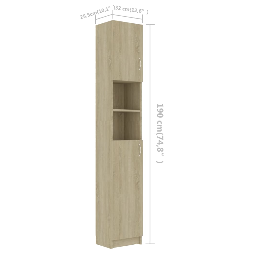 Badezimmerschrank Sonoma-Eiche 32×25,5×190 cm Spanplatte