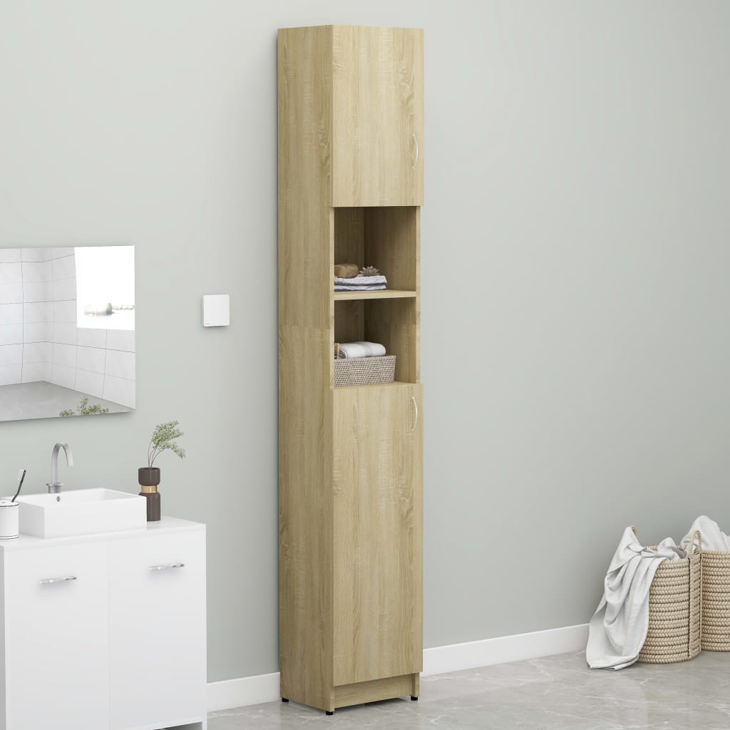 Badezimmerschrank Sonoma-Eiche 32×25,5×190 cm Spanplatte