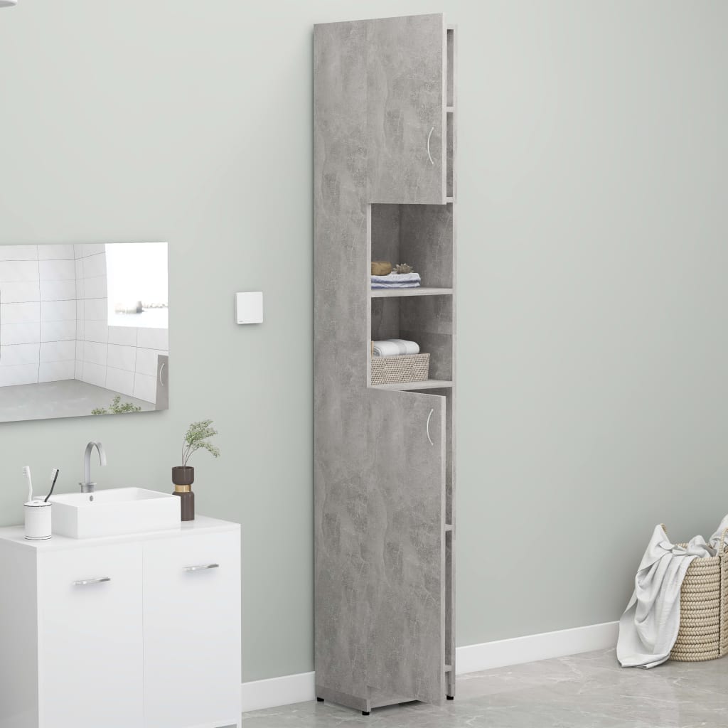 Badezimmerschrank Betongrau 32×25,5×190 cm Spanplatte
