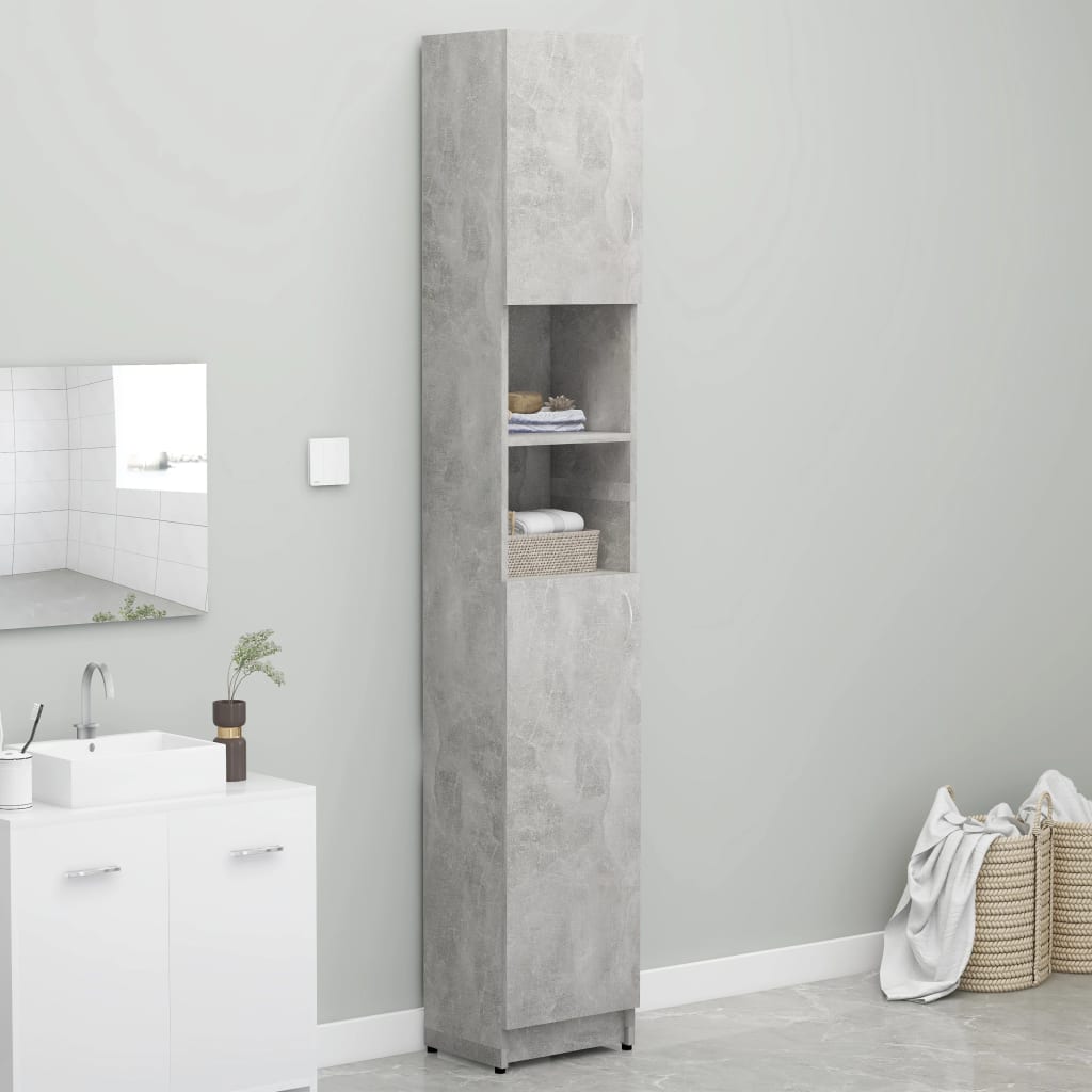 Badezimmerschrank Betongrau 32×25,5×190 cm Spanplatte