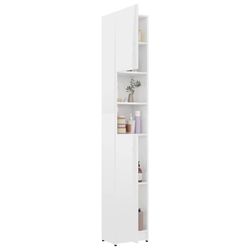 Badezimmerschrank Hochglanz-Weiß 32x25,5x190 cm Holzwerkstoff
