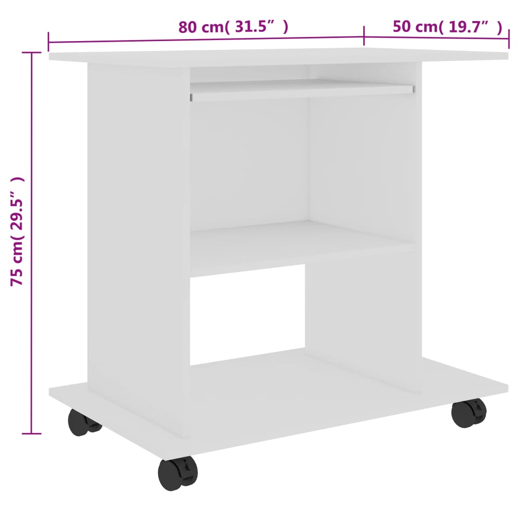 Schreibtisch Weiß 80x50x75 cm Holzwerkstoff