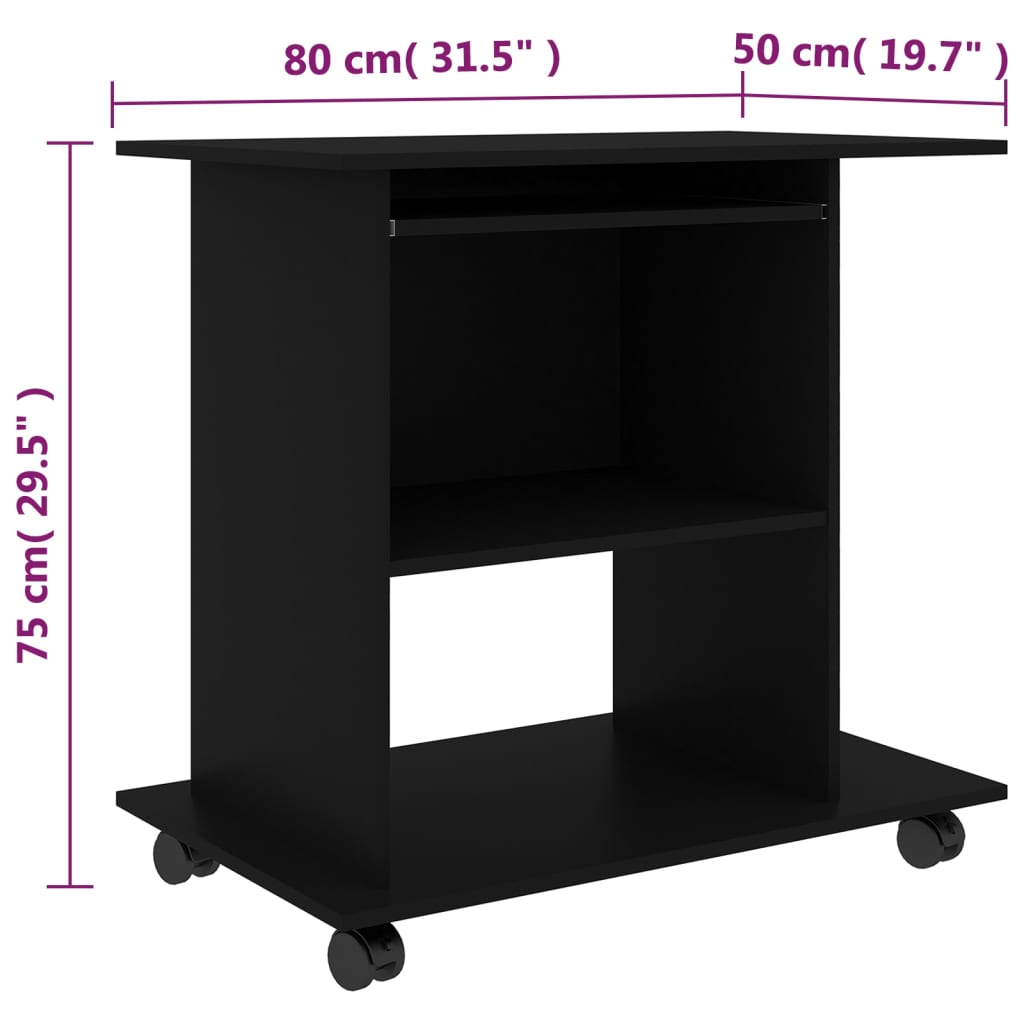 Schreibtisch Schwarz 80x50x75 cm Holzwerkstoff