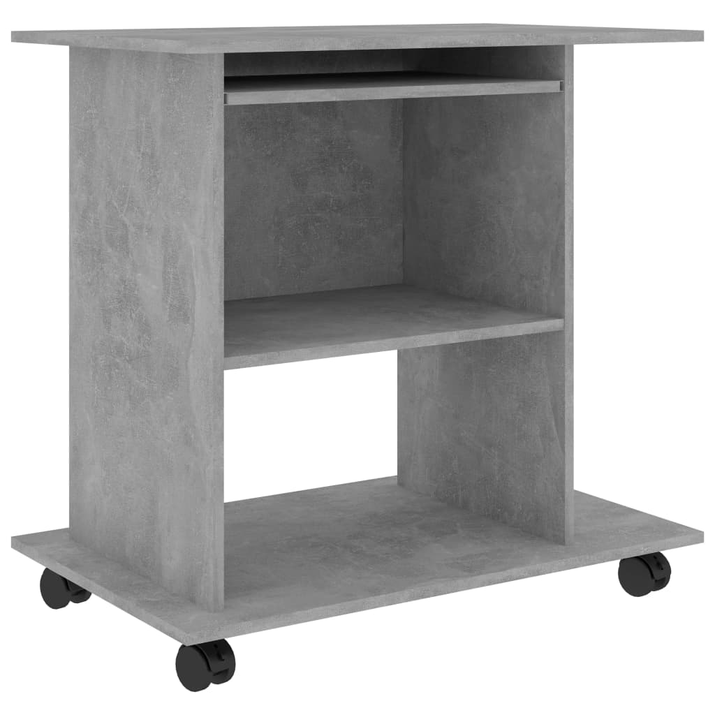 PC-Tisch Betongrau 80×50×75 cm Spanplatte