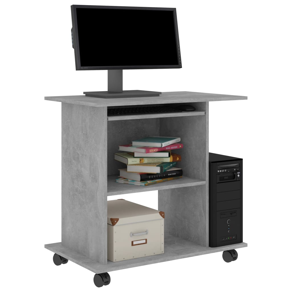 PC-Tisch Betongrau 80×50×75 cm Spanplatte