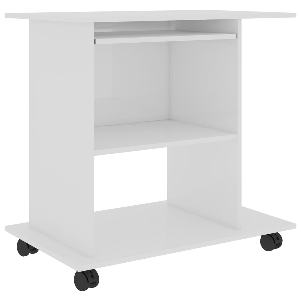 PC-Tisch Hochglanz-Weiß 80×50×75 cm Spanplatte