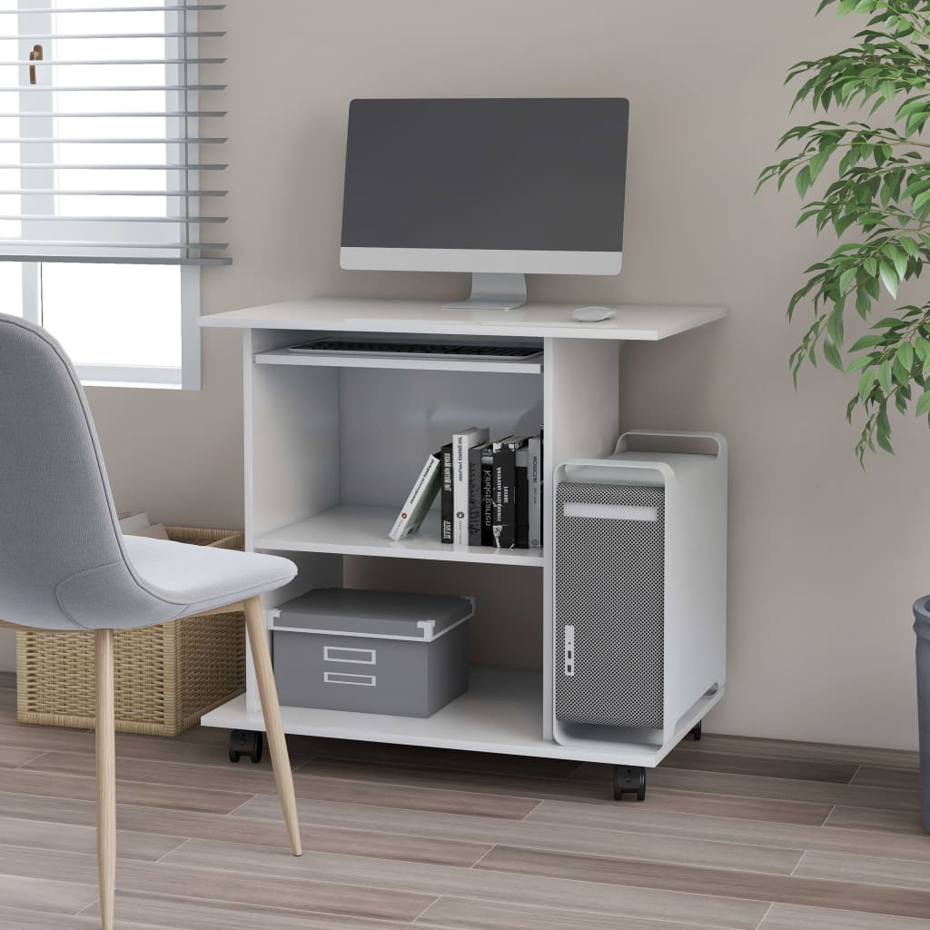 PC-Tisch Hochglanz-Weiß 80×50×75 cm Spanplatte