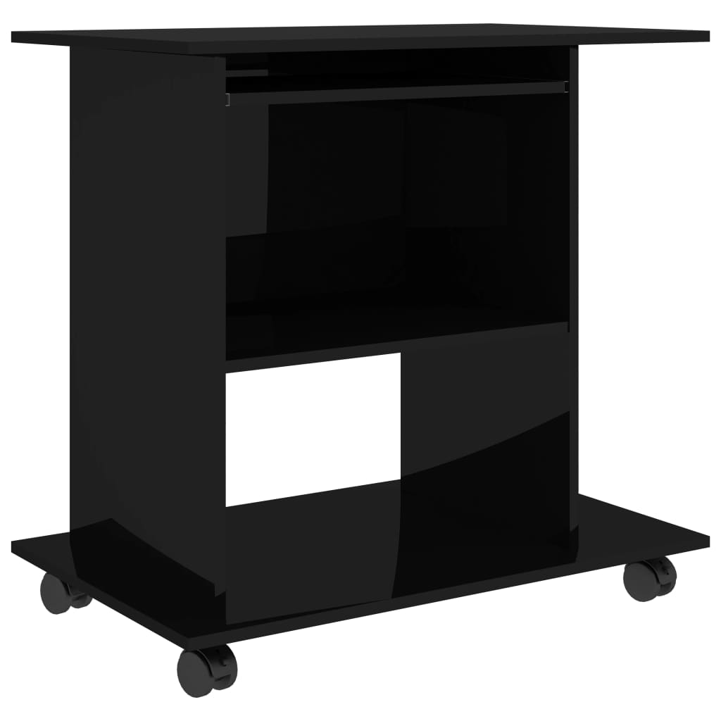 PC-Tisch Hochglanz-Schwarz 80×50×75 cm Spanplatte