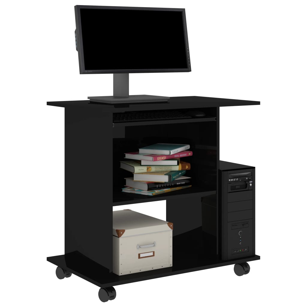 PC-Tisch Hochglanz-Schwarz 80×50×75 cm Spanplatte