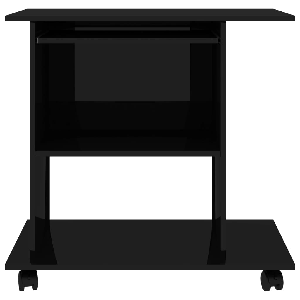 PC-Tisch Hochglanz-Schwarz 80×50×75 cm Spanplatte