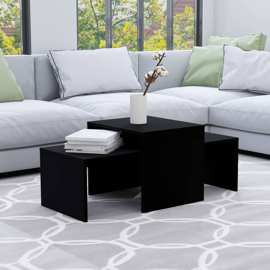 Couchtisch-Set Schwarz 100x48x40 cm Spanplatte