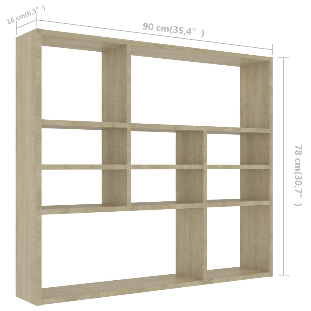 Wandregal Sonoma-Eiche 90 x 16 x 78 cm Spanplatte