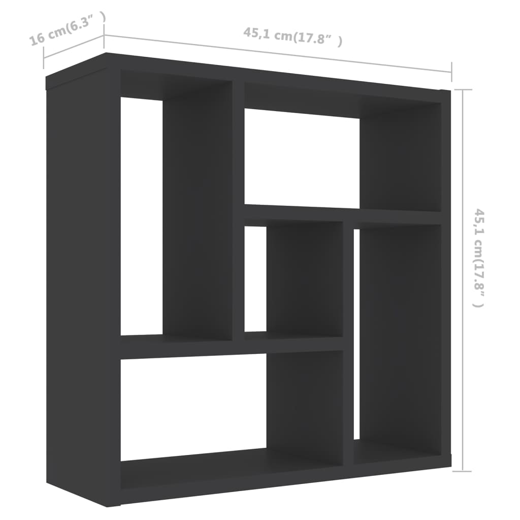 Wandregal Grau 45,1 x 16 x 45,1 cm Spanplatte