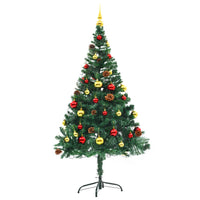 Thumbnail for Künstlicher Weihnachtsbaum mit Kugeln und LEDs Grün 150 cm