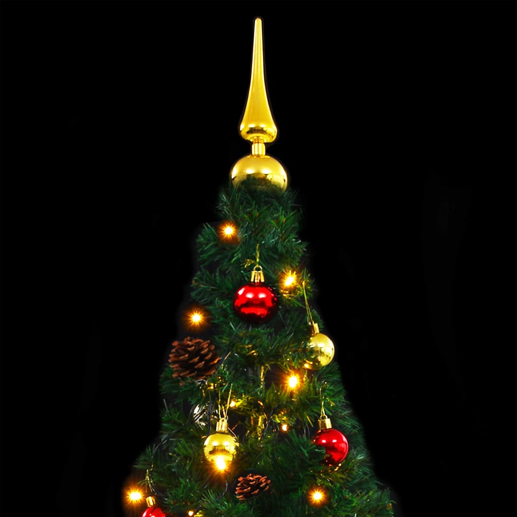 Künstlicher Weihnachtsbaum mit Kugeln und LEDs Grün 180 cm