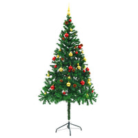 Thumbnail for Künstlicher Weihnachtsbaum mit Kugeln und LEDs Grün 180 cm