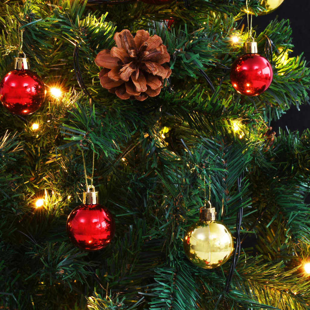 Künstlicher Weihnachtsbaum mit Kugeln und LEDs Grün 180 cm