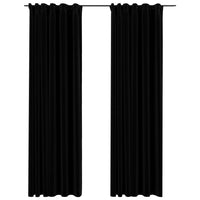 Thumbnail for Verdunkelungsvorhänge Haken Leinenoptik 2Stk. Schwarz 140x225cm