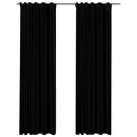 Thumbnail for Verdunkelungsvorhänge Haken Leinenoptik 2Stk. Schwarz 140x245cm