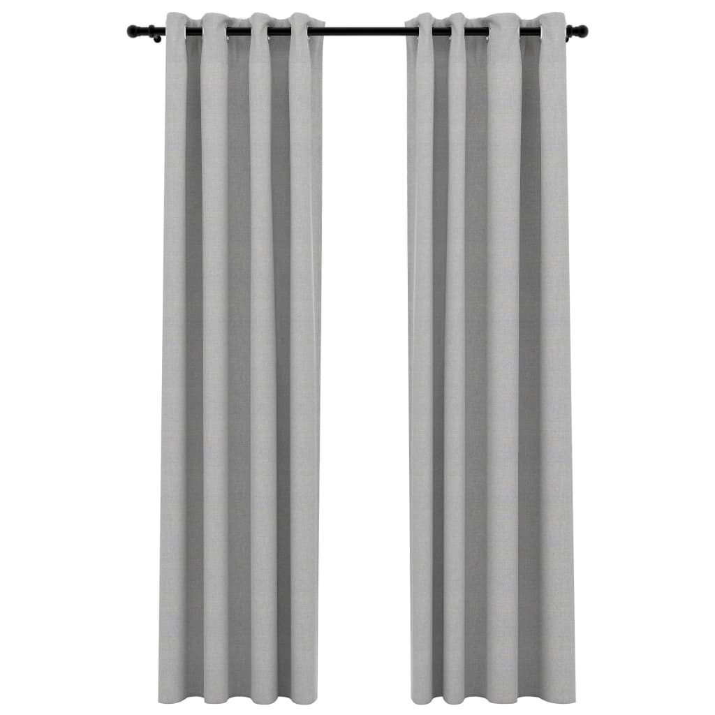 Verdunkelungsvorhänge Ösen Leinenoptik 2 Stk. Grau 140x225 cm