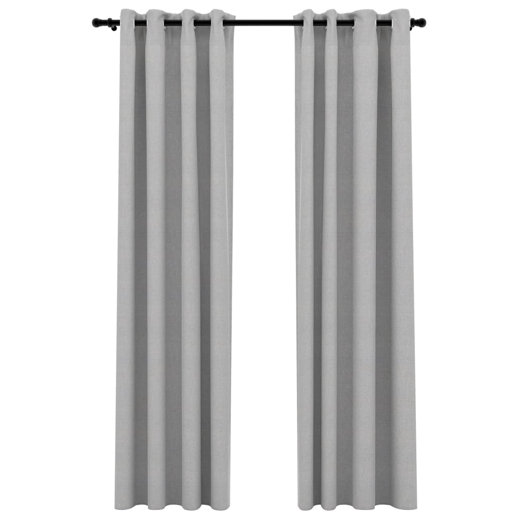 Verdunkelungsvorhänge Ösen Leinenoptik 2 Stk. Grau 140x245 cm