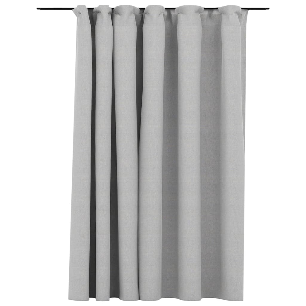 Verdunkelungsvorhang mit Haken Leinenoptik Grau 290x245 cm