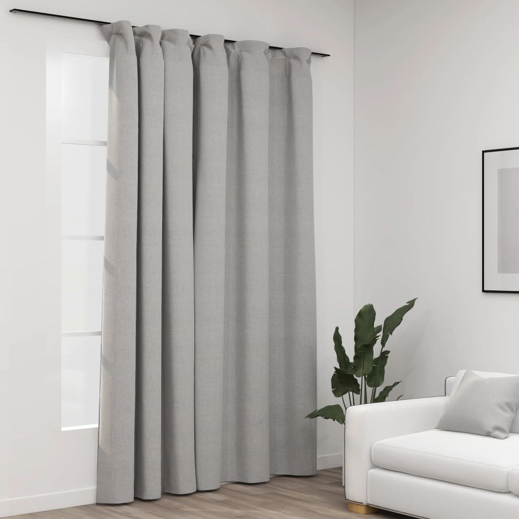 Verdunkelungsvorhang mit Haken Leinenoptik Grau 290x245 cm