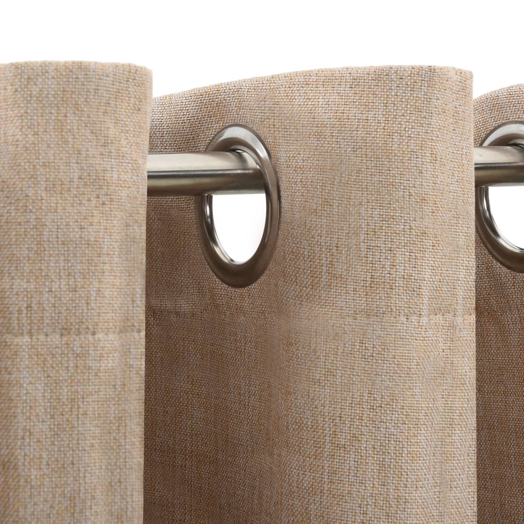 Verdunkelungsvorhänge Ösen Leinenoptik 2 Stk. Beige 140x225 cm