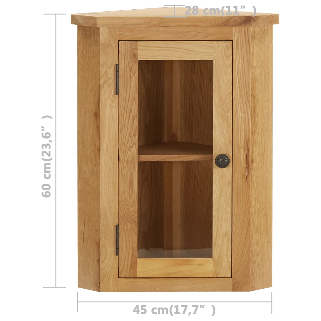 Wand-Eckschrank 45 x 28 x 60 cm Eiche Massivholz