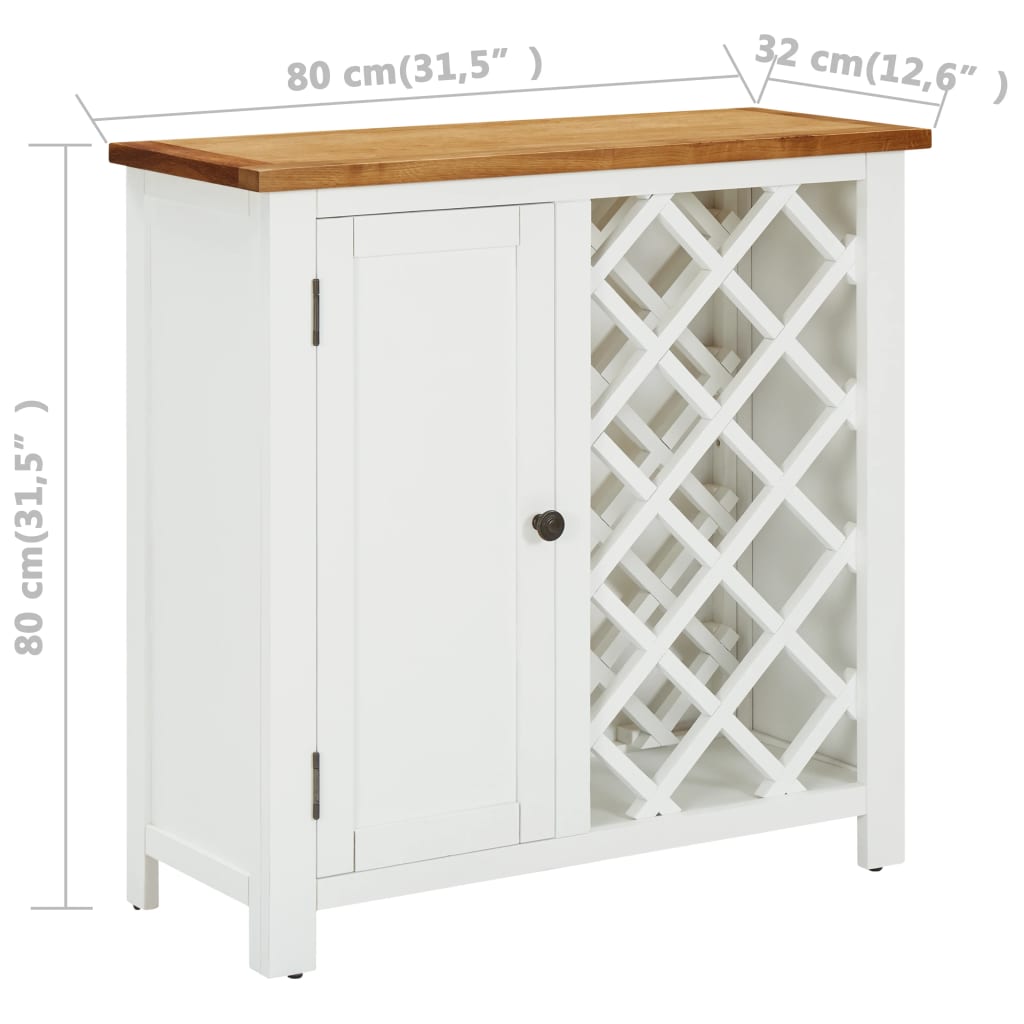 Weinschrank 80x32x80 cm Eiche Massivholz