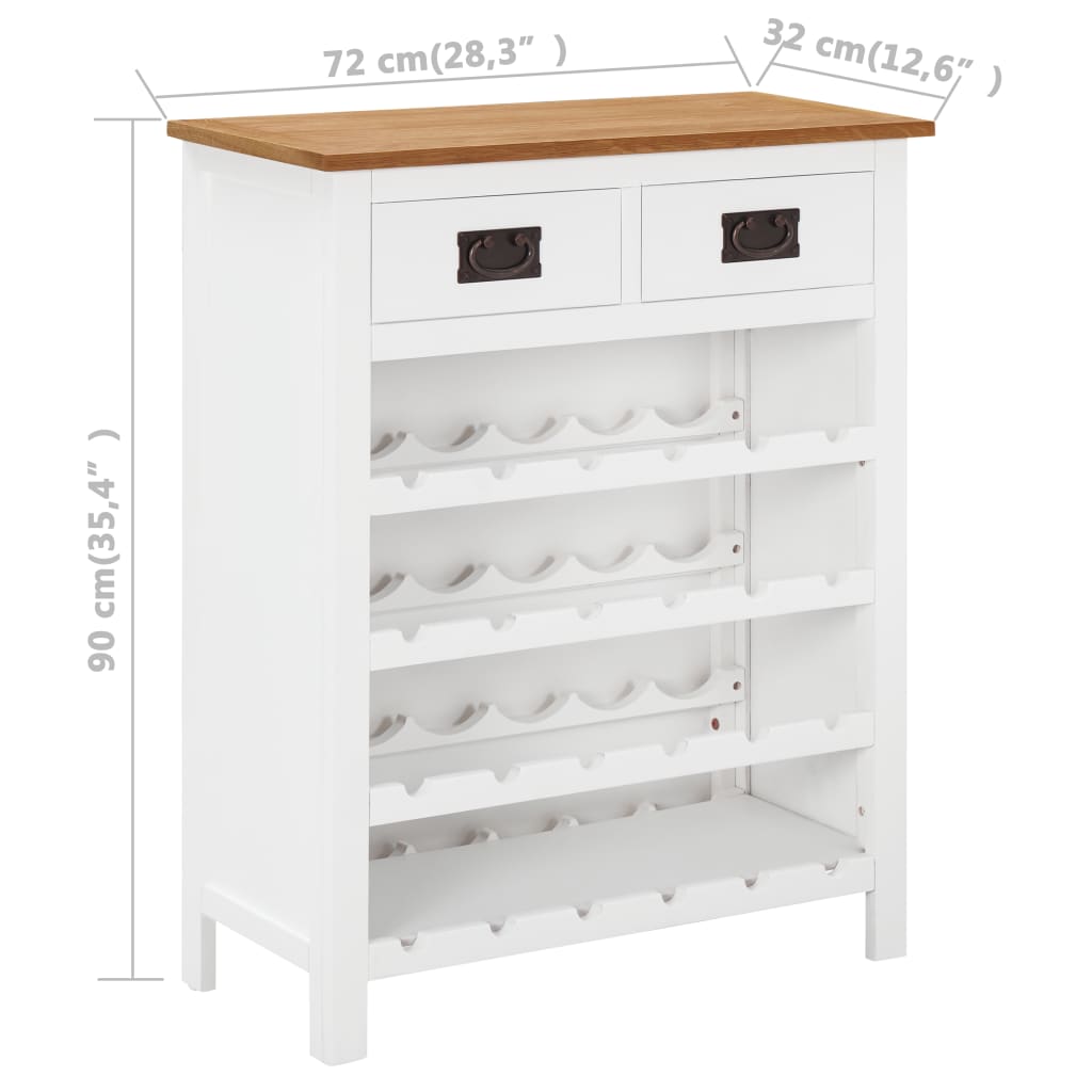 Weinschrank 72x32x90 cm Eiche Massivholz
