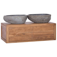 Thumbnail for Wand-Badschrank 90x45x30 cm Teak Massivholz