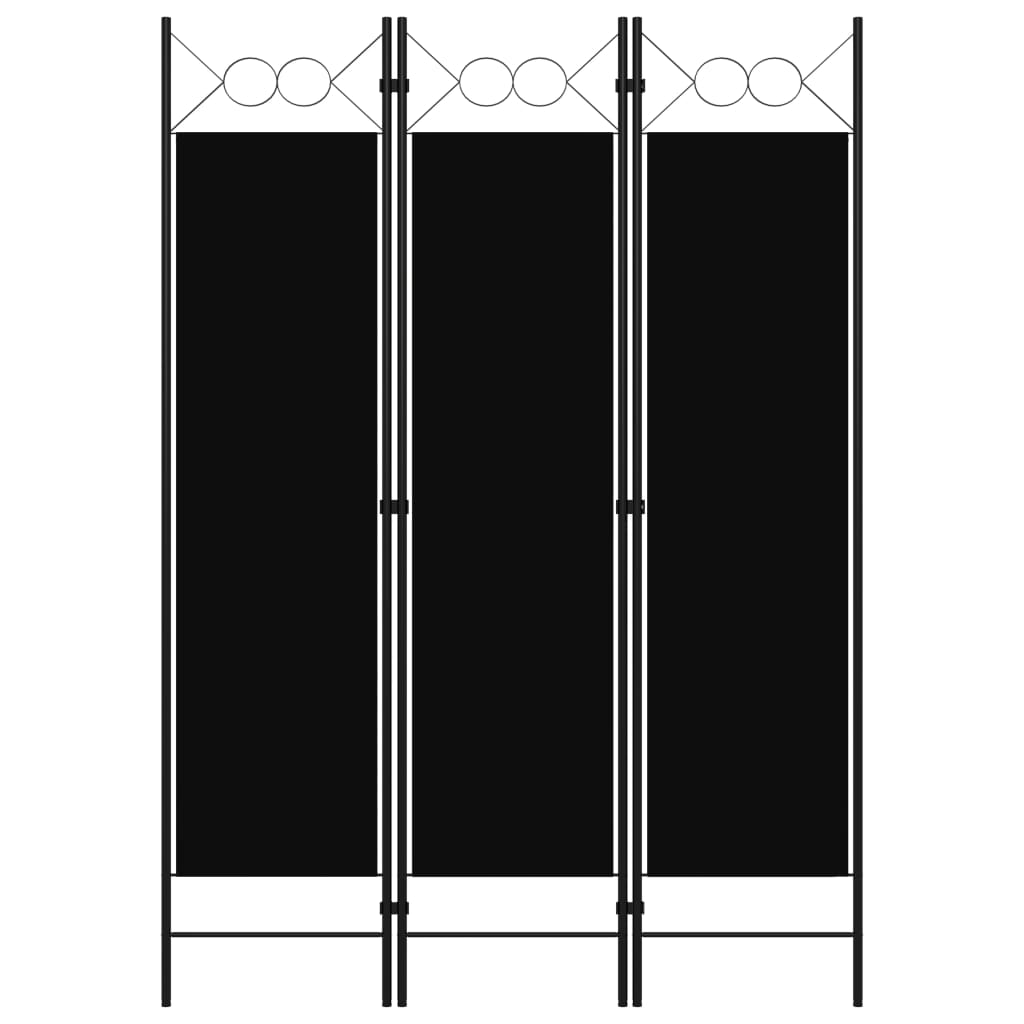 3-tlg. Raumteiler Schwarz 120 x 180 cm