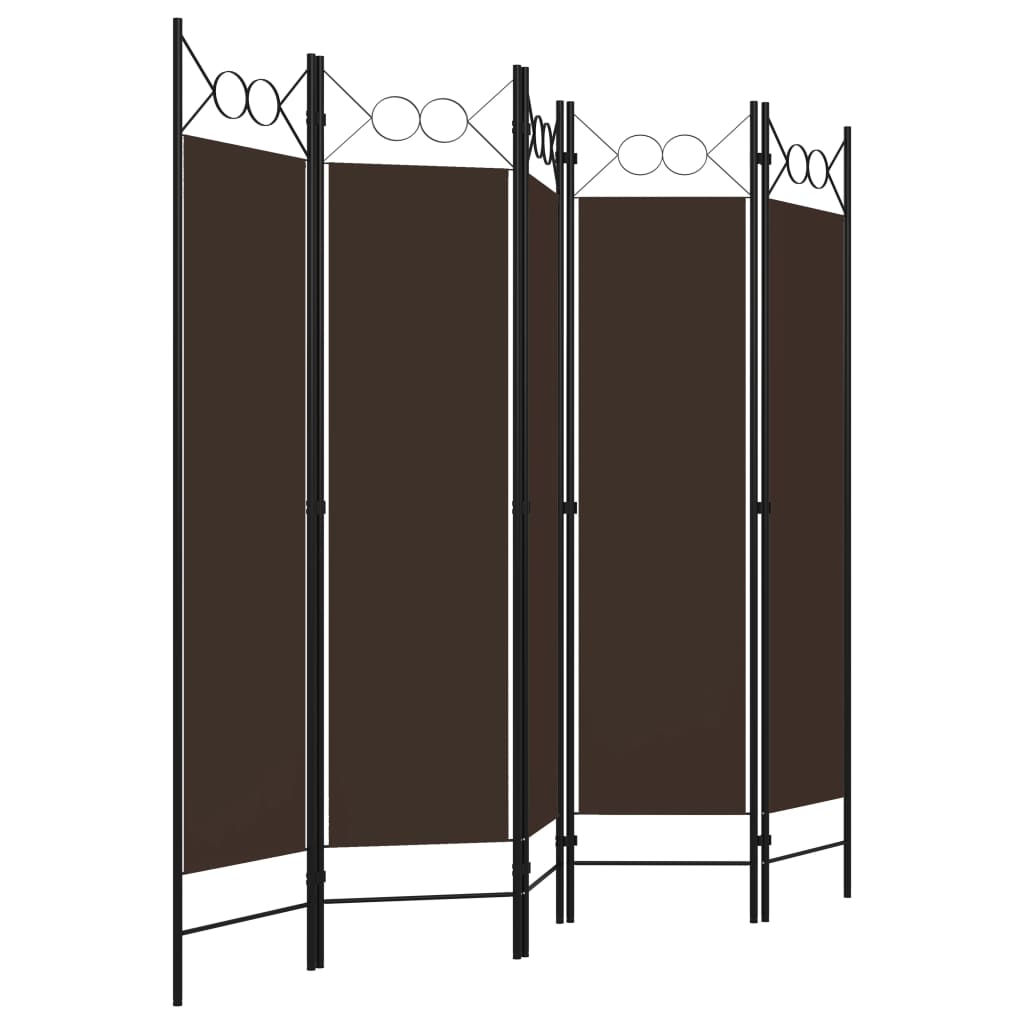 5-tlg. Raumteiler Braun 200 x 180 cm