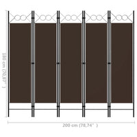 Thumbnail for 5-tlg. Raumteiler Braun 200 x 180 cm