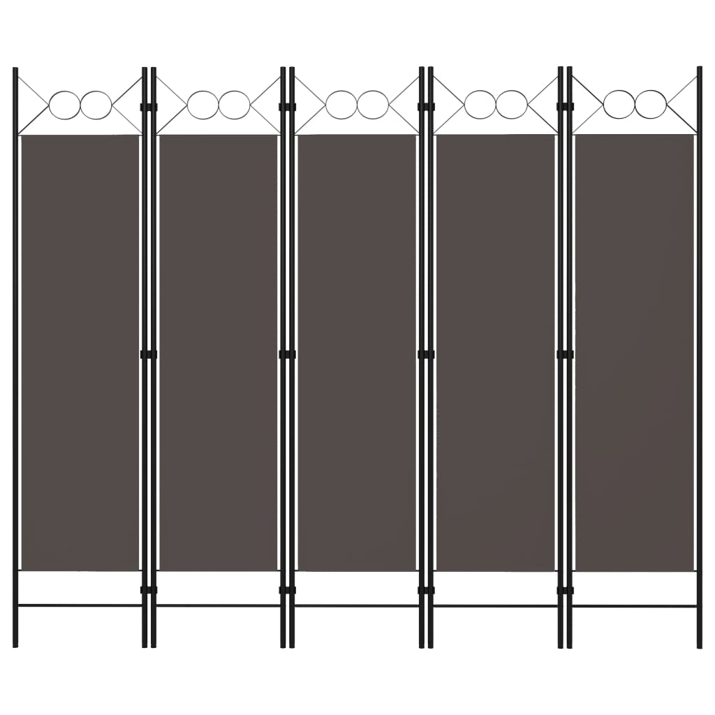 5-tlg. Raumteiler Anthrazit 200 x 180 cm