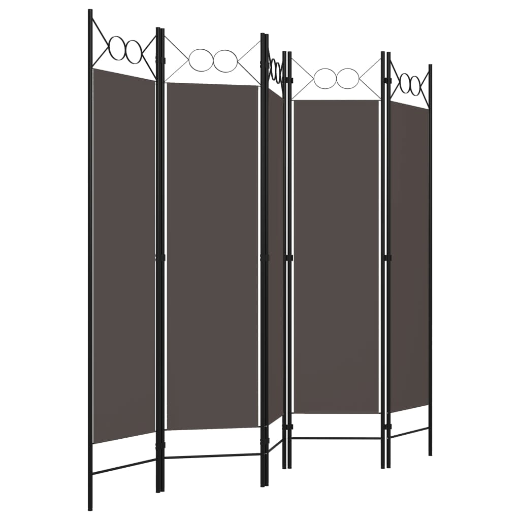 5-tlg. Raumteiler Anthrazit 200 x 180 cm