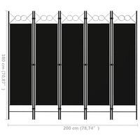 Thumbnail for 5-tlg. Raumteiler Schwarz 200 x 180 cm