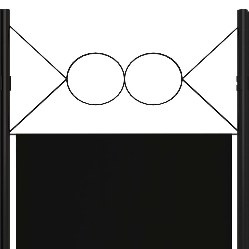 6-tlg. Raumteiler Schwarz 240 x 180 cm