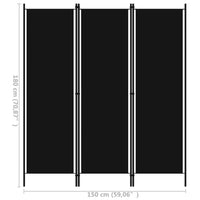 Thumbnail for 3-tlg. Raumteiler Schwarz 150x180 cm