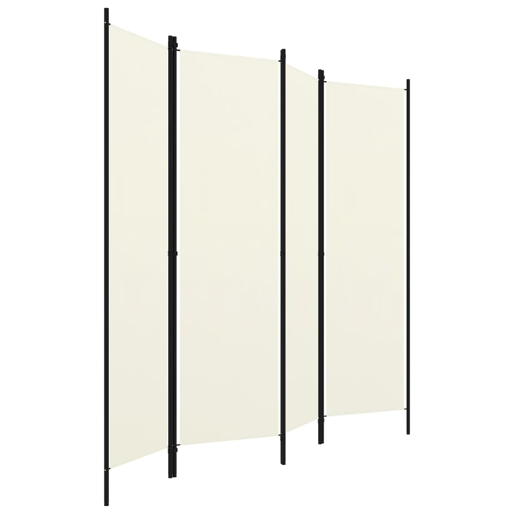 4-tlg. Raumteiler Cremeweiß 200x180 cm