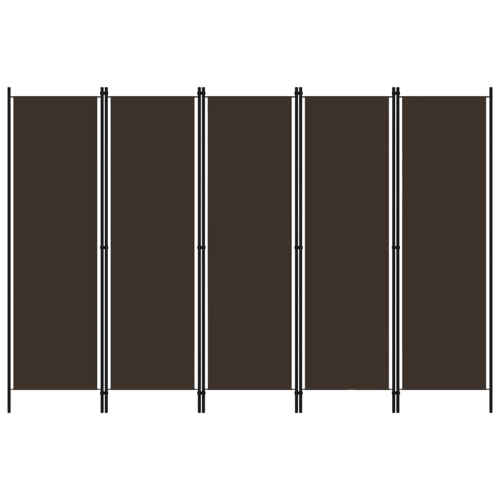 5-tlg. Raumteiler Braun 250x180 cm