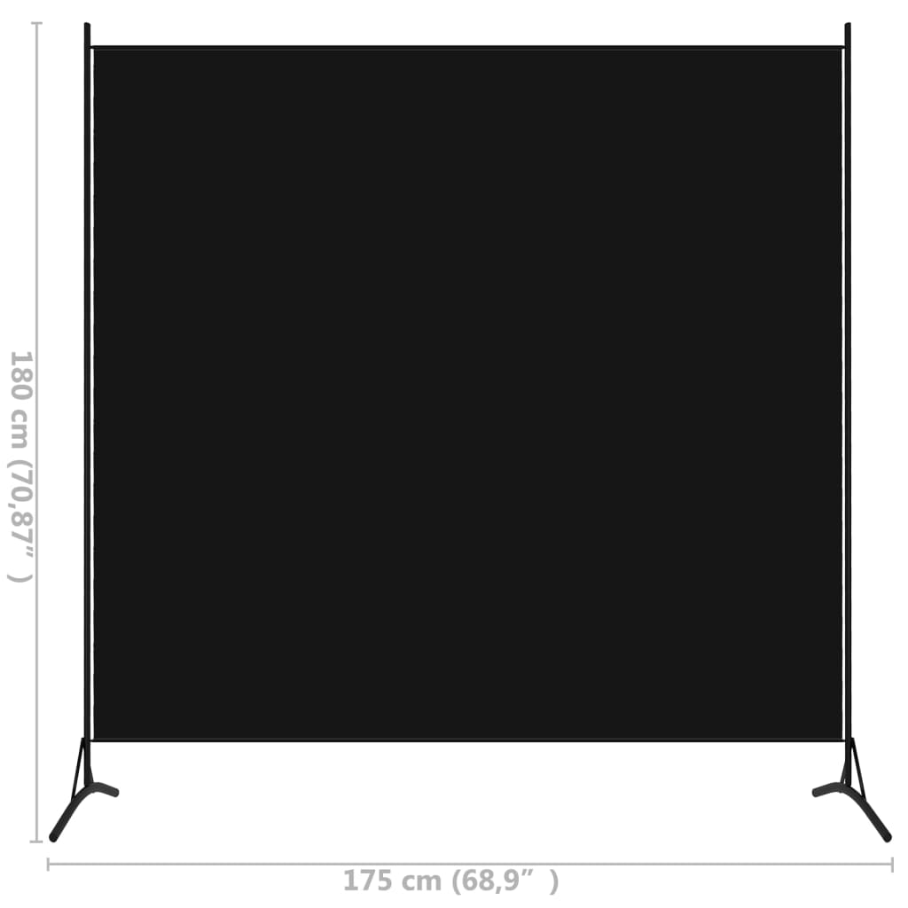 1-tlg. Raumteiler Schwarz 175x180 cm