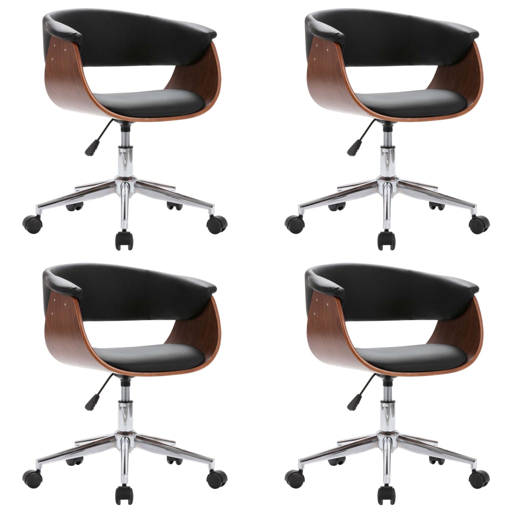 Drehbare Esszimmerstühle 4 Stk. Schwarz Kunstleder