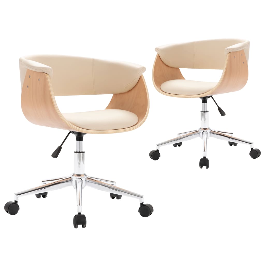 Drehbare Esszimmerstühle 2 Stk. Creme Kunstleder