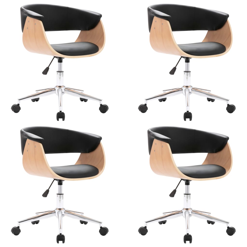 Drehbare Esszimmerstühle 4 Stk. Schwarz Kunstleder