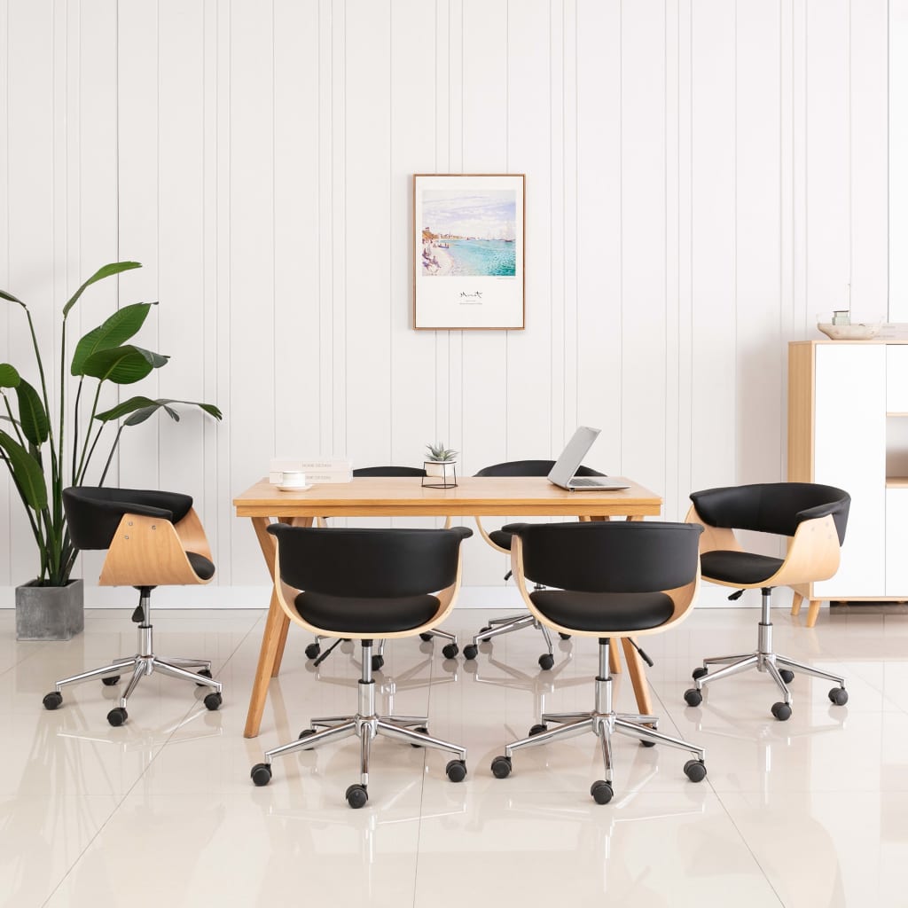 Drehbare Esszimmerstühle 6 Stk. Schwarz Kunstleder