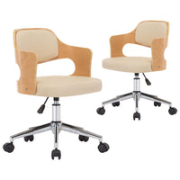 Thumbnail for Drehbare Esszimmerstühle 2 Stk. Creme Bugholz und Kunstleder